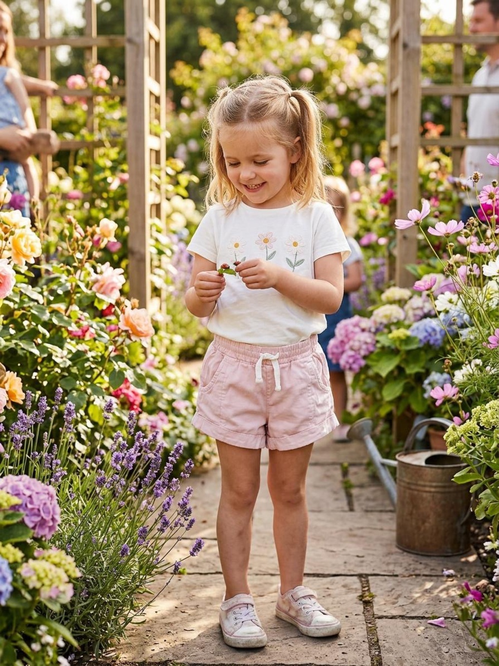 Billabong Girls Light Pink Drawstring Cotton Shorts
